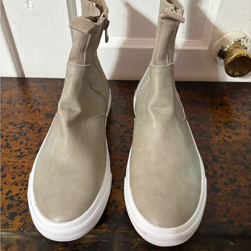 Blowfish Taupe Slip-On High-Top Sneakers with White Sole